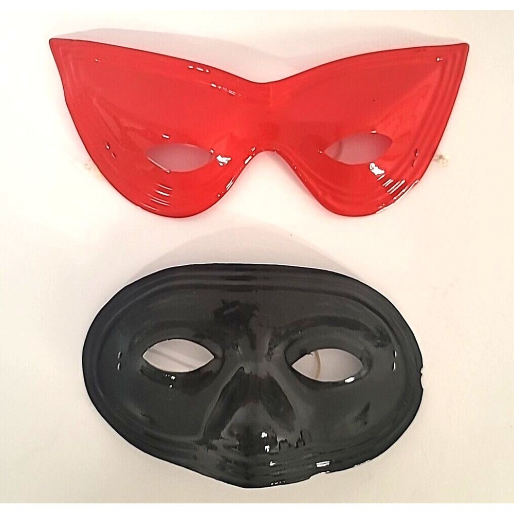 Set of 2 Red & Black Ben Cooper Halloween Mask Costume/Cosplay/Masquerade